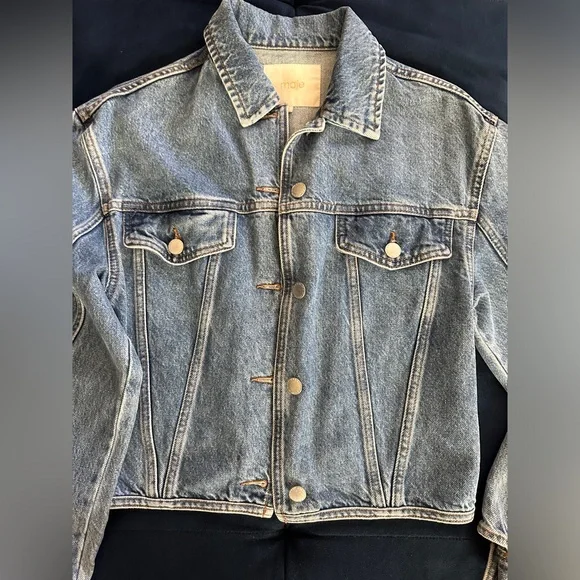 MAJE Denim Jacket, Women’s Size 38, Pointer Collar And Strap On Back